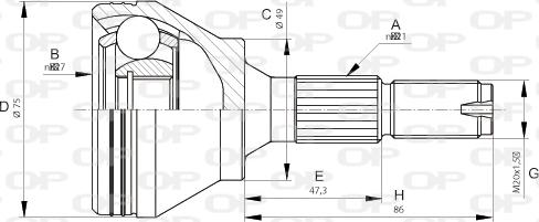 Open Parts CVJ5677.10 - Шарнірний комплект, ШРУС, приводний вал autocars.com.ua