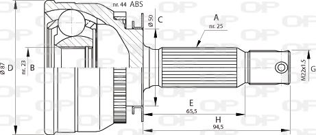 Open Parts CVJ5691.10 - Шарнірний комплект, ШРУС, приводний вал autocars.com.ua