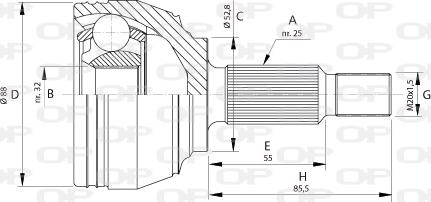 Open Parts CVJ5697.10 - Шарнірний комплект, ШРУС, приводний вал autocars.com.ua