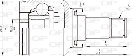 Open Parts CVJ5702.20 - Шарнирный комплект, ШРУС, приводной вал autodnr.net