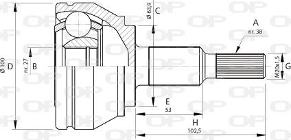 Open Parts CVJ5704.10 - Шарнірний комплект, ШРУС, приводний вал autocars.com.ua