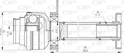 Open Parts CVJ5707.20 - Шарнірний комплект, ШРУС, приводний вал autocars.com.ua