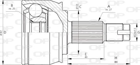 Open Parts CVJ5708.10 - Шарнирный комплект, ШРУС, приводной вал autodnr.net