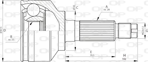 Open Parts CVJ5714.10 - Шарнірний комплект, ШРУС, приводний вал autocars.com.ua