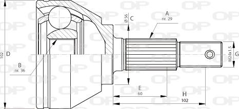 Open Parts CVJ5716.10 - Шарнірний комплект, ШРУС, приводний вал autocars.com.ua