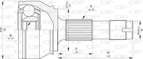 Open Parts CVJ5718.10 - Шарнірний комплект, ШРУС, приводний вал autocars.com.ua