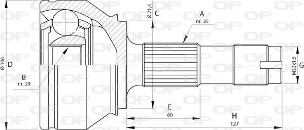 Open Parts CVJ5719.10 - Шарнірний комплект, ШРУС, приводний вал autocars.com.ua