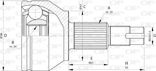 Open Parts CVJ5720.10 - Шарнирный комплект, ШРУС, приводной вал autodnr.net