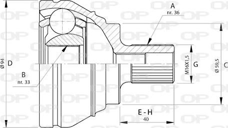 Open Parts CVJ5722.10 - Шарнірний комплект, ШРУС, приводний вал autocars.com.ua