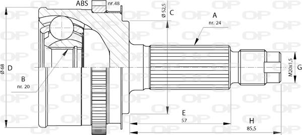 Open Parts CVJ5728.10 - Шарнірний комплект, ШРУС, приводний вал autocars.com.ua