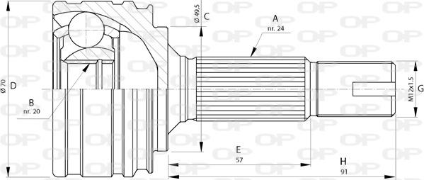 Open Parts CVJ5730.10 - Шарнірний комплект, ШРУС, приводний вал autocars.com.ua