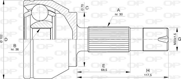 Open Parts CVJ5731.10 - Шарнірний комплект, ШРУС, приводний вал autocars.com.ua