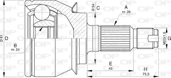 Open Parts CVJ5736.10 - Шарнірний комплект, ШРУС, приводний вал autocars.com.ua
