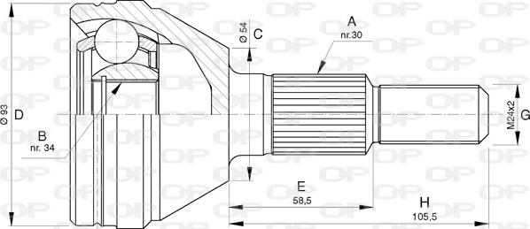 Open Parts CVJ5737.10 - Шарнірний комплект, ШРУС, приводний вал autocars.com.ua