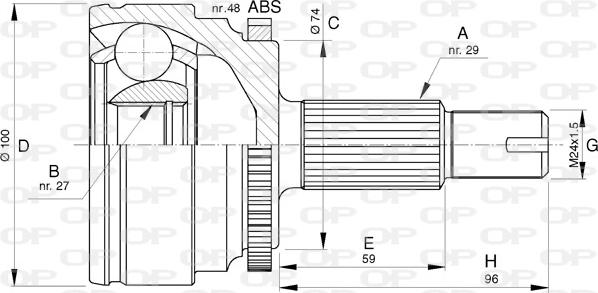 Open Parts CVJ5738.10 - Шарнирный комплект, ШРУС, приводной вал autodnr.net