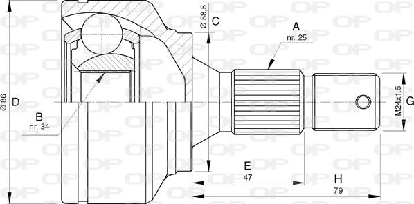 Open Parts CVJ5741.10 - Шарнирный комплект, ШРУС, приводной вал autodnr.net