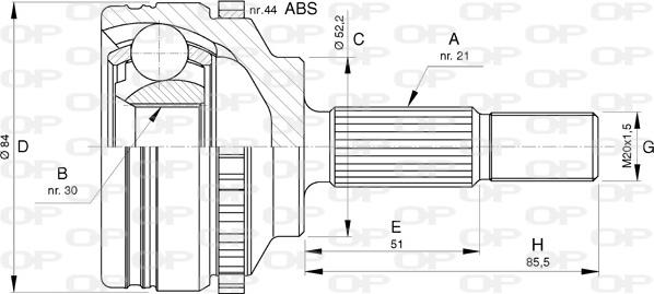 Open Parts CVJ5743.10 - Шарнірний комплект, ШРУС, приводний вал autocars.com.ua