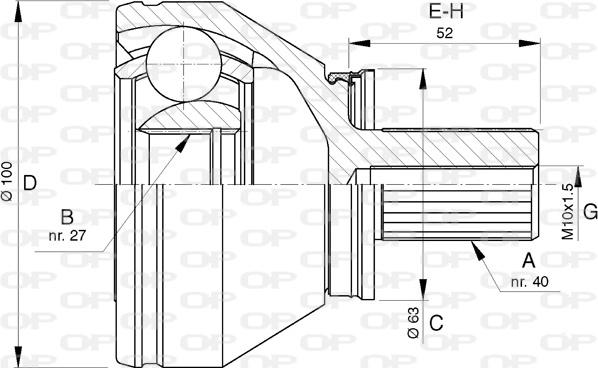 Open Parts CVJ5744.10 - Шарнірний комплект, ШРУС, приводний вал autocars.com.ua