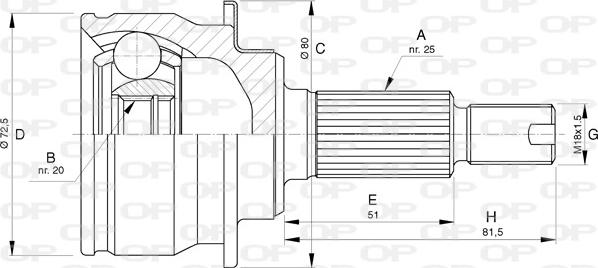 Open Parts CVJ5748.10 - Шарнірний комплект, ШРУС, приводний вал autocars.com.ua