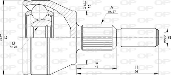 Open Parts CVJ5751.10 - Шарнірний комплект, ШРУС, приводний вал autocars.com.ua