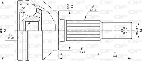 Open Parts CVJ5755.10 - Шарнірний комплект, ШРУС, приводний вал autocars.com.ua