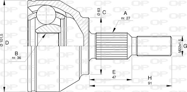 Open Parts CVJ5756.10 - Шарнірний комплект, ШРУС, приводний вал autocars.com.ua