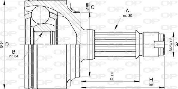 Open Parts CVJ5758.10 - Шарнірний комплект, ШРУС, приводний вал autocars.com.ua