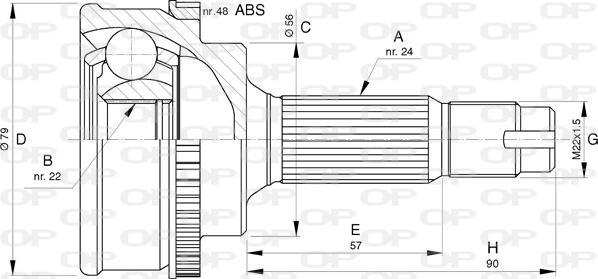 Open Parts CVJ5759.10 - Шарнирный комплект, ШРУС, приводной вал autodnr.net