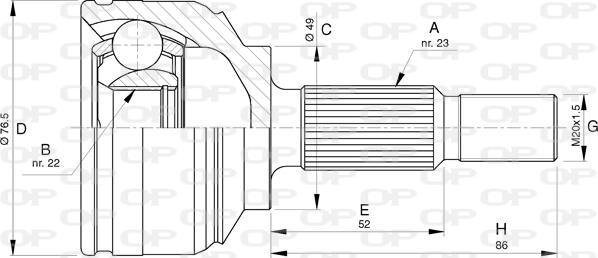 Open Parts CVJ5763.10 - Шарнірний комплект, ШРУС, приводний вал autocars.com.ua