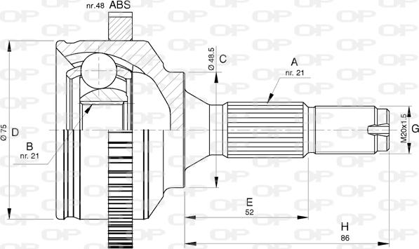 Open Parts CVJ5764.10 - Шарнірний комплект, ШРУС, приводний вал autocars.com.ua