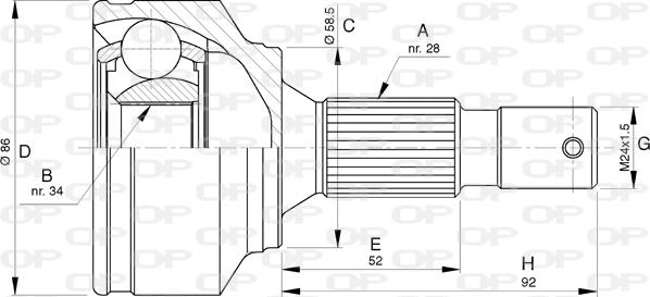 Open Parts CVJ5767.10 - Шарнирный комплект, ШРУС, приводной вал autodnr.net