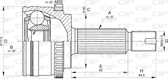 Open Parts CVJ5768.10 - Шарнірний комплект, ШРУС, приводний вал autocars.com.ua