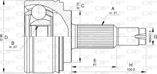 Open Parts CVJ5769.10 - Шарнірний комплект, ШРУС, приводний вал autocars.com.ua