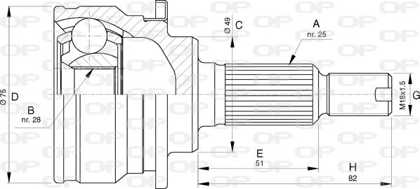 Open Parts CVJ5770.10 - Шарнірний комплект, ШРУС, приводний вал autocars.com.ua
