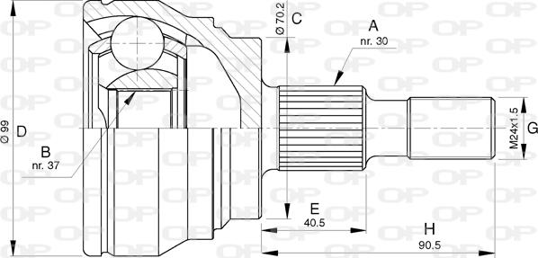 Open Parts CVJ5773.10 - Шарнірний комплект, ШРУС, приводний вал autocars.com.ua