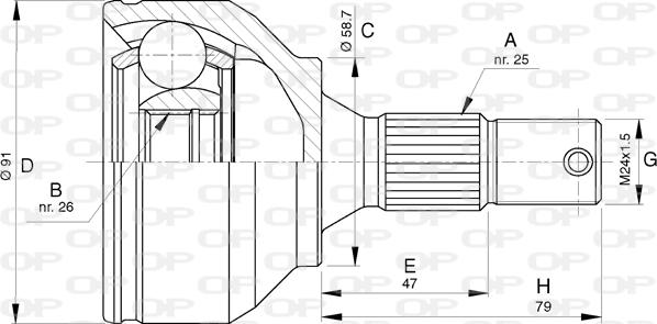 Open Parts CVJ5775.10 - Шарнірний комплект, ШРУС, приводний вал autocars.com.ua