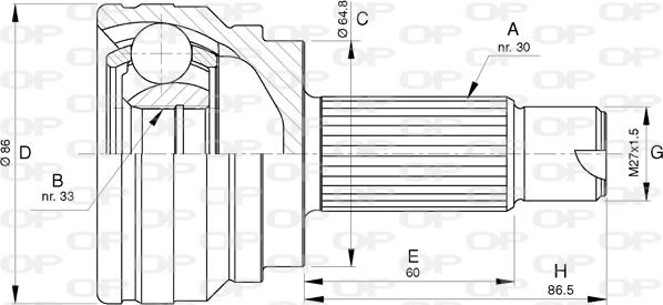 Open Parts CVJ5784.10 - Шарнірний комплект, ШРУС, приводний вал autocars.com.ua