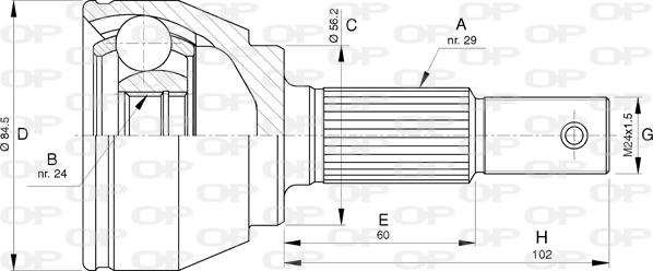 Open Parts CVJ5787.10 - Шарнірний комплект, ШРУС, приводний вал autocars.com.ua