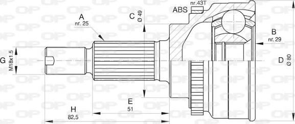 Open Parts CVJ5797.10 - Шарнірний комплект, ШРУС, приводний вал autocars.com.ua