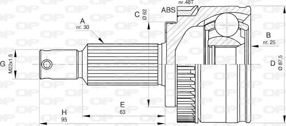 Open Parts CVJ5800.10 - Шарнірний комплект, ШРУС, приводний вал autocars.com.ua