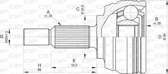 Open Parts CVJ5801.10 - Шарнірний комплект, ШРУС, приводний вал autocars.com.ua