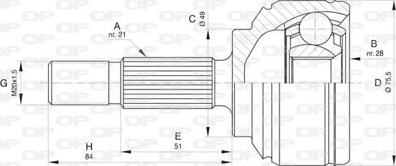 Open Parts CVJ5803.10 - Шарнірний комплект, ШРУС, приводний вал autocars.com.ua