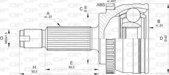 Open Parts CVJ5805.10 - Шарнірний комплект, ШРУС, приводний вал autocars.com.ua