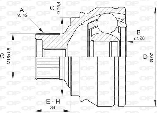 Open Parts CVJ5807.10 - Шарнірний комплект, ШРУС, приводний вал autocars.com.ua