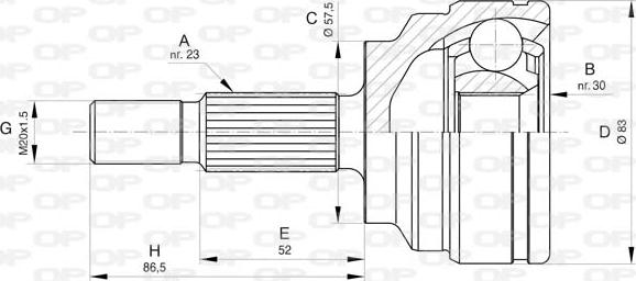 Open Parts CVJ5808.10 - Шарнирный комплект, ШРУС, приводной вал autodnr.net