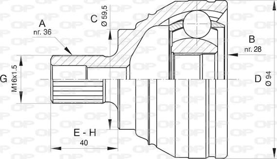 Open Parts CVJ5809.10 - Шарнірний комплект, ШРУС, приводний вал autocars.com.ua