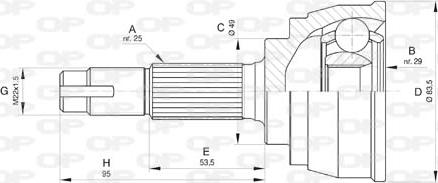 Open Parts CVJ5815.10 - Шарнірний комплект, ШРУС, приводний вал autocars.com.ua