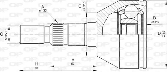 Open Parts CVJ5826.10 - Шарнірний комплект, ШРУС, приводний вал autocars.com.ua