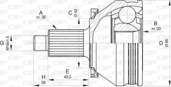 Open Parts CVJ5831.10 - Шарнірний комплект, ШРУС, приводний вал autocars.com.ua