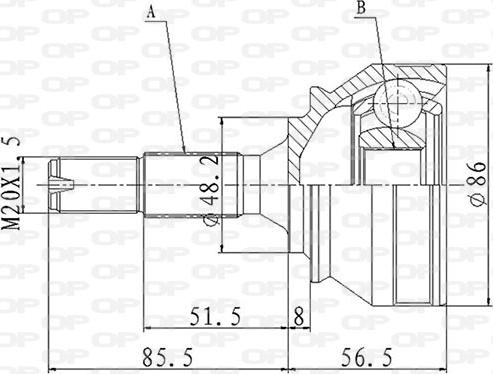 Open Parts CVJ5866.10 - Шарнірний комплект, ШРУС, приводний вал autocars.com.ua